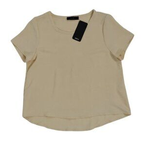 2 Saints Womens Beige Short Sleeve Scoop Neck Polyester Blouse Size S. NWT